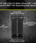 Built Tough As Nails Metal Belt Clip For IWB OWB Concealed Carry Rig And Every Day Sheath With Complete Hardware Kit In Clean Dark Gray Tone crafted stateside, 2.73" long, fits 1.5" belts.