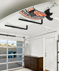 3 In 1 Overhead Garage Ceiling Rack For Paddleboards Surfboards And Kayaks Plus Wall Mount And Ladder Hanger With Non Slip Padding For Canoes Snowboards And More installed in garage