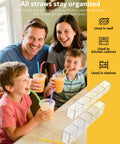 Slick 9.5 Inch Acrylic Straw Organizer Clips Securely To Cabinet Doors With Extra Grippy Adhesive Strips Features Sloped Drainage Base keeps straws organized while family enjoys drinks.