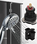 Shower Valve Replacement Kit With Mixer Cap And Pressure Balancing Cartridge For Half Inch Shower Valve Kohler Rite Temp Compatible Replaces GP500520 And GP77759 Includes Cartridge And Cap Two Sets with showerhead, cartridge and cap displayed