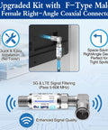 Image of 2 Pack LTE Filter For TV Antenna With Right Angle F Connector, Blocks 4G 5G Interference for Clear Digital TV Reception.