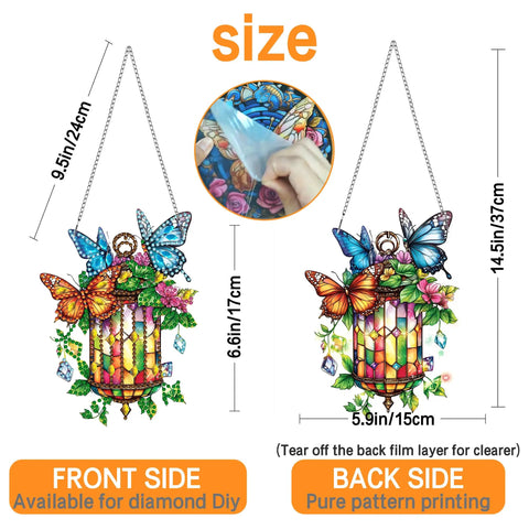 Dope Diamond Painting Kit Hanging Pendant Butterfly Sun Catcher With Rhinestone Lamp Art for Garden and Window