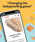 Mobile screen showing Clear Corner Protector Guards For Furniture Edges Baby Proof Bumpers and Cushions image over fish graphics.