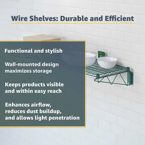 Two Pack Green Epoxy Wire Wall Mounted Shelves Nsf Certified Heavy Duty Steel Storage Rack For Commercial Kitchens Straight Up Built Tough Game Changing Storage Solution