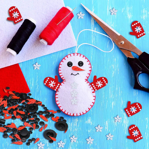 Massive Christmas Craft Button Kit With 450 Pieces Including carrot noses, tiny black buttons, mini plastic top hats, glove buttons.