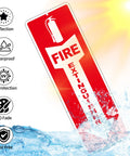 Four Pack Fire Extinguisher Signs, Self Adhesive Aluminum Safety Signs For Business, 12x4 Inches, Weather Resistant, Easy To Install