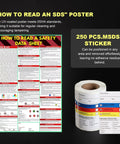 Yellow Heavy Duty SDS Wall Station Set "How to Read an SDS" poster and MSDS sticker roll for worksite compliance.
