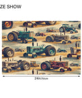 Vintage Farm Tractors U Shaped Toilet Rug Absorbent Non Slip Backing Quick Dry Machine Washable Plush Polyester Fiber Cozy Bathroom Mat 24x16 Inches For Hardwood Tile Bathrooms, size 24x16 inches displayed.