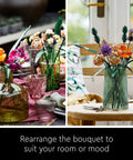 Botanical Flower Bouquet Building Kit With 15 Realistic Stems Like Roses Snapdragons Poppies Asters Daisies And Grasses For Adults, 756-piece vase display