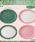 48 Pack Camp Gingham Paper Plates 10 By 12 Inches Large Picnic Style Plaid Plates in two colors and four styles, size labeled