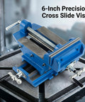 6 Inch Cross Slide Drill Press Vise Built Like A Tank With Nine Point Four In X Axis Travel And Eight In Y Motion for precision workholding.