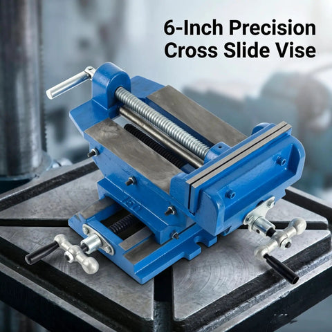 6 Inch Cross Slide Drill Press Vise Built Like A Tank With Nine Point Four In X Axis Travel And Eight In Y Motion for precision workholding.