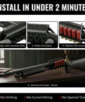 Installation steps for Shotgun Shell Holder Side Saddle For Universal 12 Gauge Carriers on a shotgun, no drill mount.