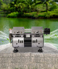 Three Quarter HP Pond Aeration Pump With Quiet Silencer, 1680 RPM, Delivers 85 Liters Per Minute Air Flow in front of pond