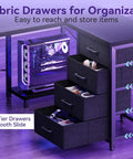 L Shaped Gaming Desk With Four Drawers And Power Outlets For Home Office 61 Inch Corner Desk With USB Charging Port And Host Stand