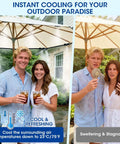 Couple enjoying Outdoor Patio Misting System With 20 Brass Nozzles And Three Quarter Inch Adapter Pre Assembled Water Filter