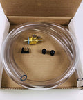 Beefy Oil Drain Valve Kit With Heavy Duty 3 Foot Stainless Steel Hose, M12-1.25 Thread, 3/8 Inch ID X 9/16 Inch OD Tubing in box