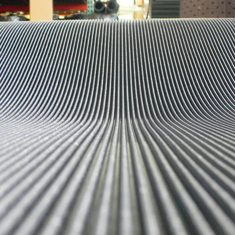 Close-up of Fine Rib Corrugated Rubber Floor Mat Runner 3 Ft By 20 Ft Black No Slip Built Tough Debris Scraper For Entryways