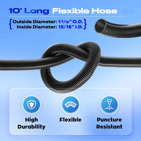10 Ft Dust Collection Hose Kit For Power Tools And Shop Vacuums With 5 Fittings showing flexible, durable design