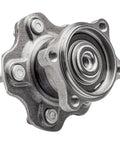 Front view of Rear Wheel Bearing Hubs Pair For 2002 2003 2004 2005 2006 Nissan Altima, Maxima, and Quest 5 Lug Hub Assembly