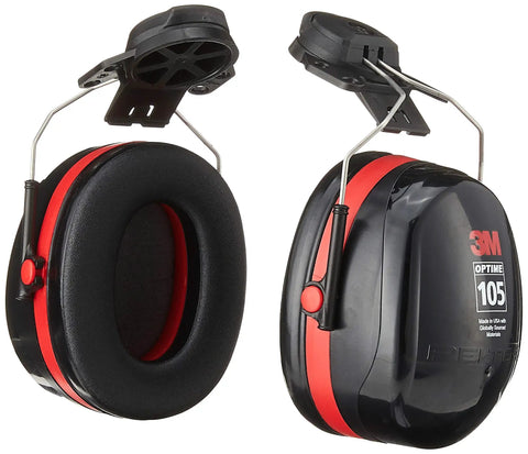 Peltor Optime 105 Helmet Attachable Earmuffs for Hearing Protection NRR 27 dB Black Large with Adjustable Headband All Day Comfort Cushioned Cups and Secure Fit for Heavy Duty Construction Grinding and Shop Work
