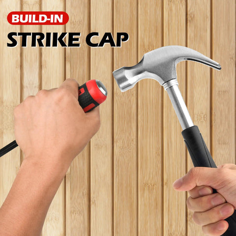 Hammer striking pry bar handle with built-in strike cap, part of 4 Piece Heavy Duty Pry Bar Set For Automotive Use.