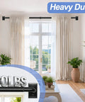 Black Curtain Rod For Room Darkening 28 To 48 Inches Wrap Around Heavy Duty Matte Black Window Treatment Rod in bright room