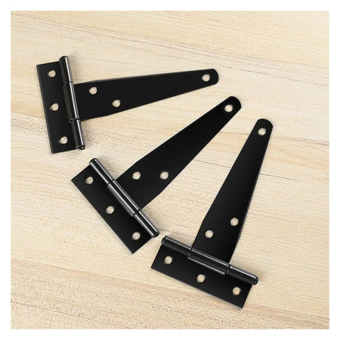Three Six Pcs Beefy Heavy Duty T Hinges Thick Black Iron Gate Hinge For Windows Fences Barn Doors Garden Doors Galvanized