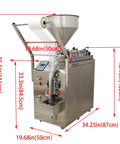 Heavy Duty Automatic Liquid And Paste Filler With Digital Controls For Hassle Free Small Batch Commercial Packaging Of Oils Vinegars Creams And Drinks 110V front view showing stainless steel build and digital controls
