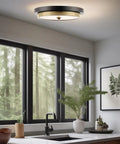 Low Profile Modern LED Ceiling Light 14-Inch, Semi Flush Mount, 24W Dimmable 3000K Warm White in modern kitchen