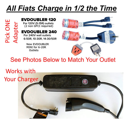 Dual Household Outlet To Level Two Electric Vehicle Charger Adapter That Slaps Straight Up With Blazing Fast Charge Speeds Right Out The Box For Fiat Ford Chevy Honda Chrysler Vehicles Easy Plug In Design Without Hassles image showing EV doublers and adapters for faster electric vehicle charging.