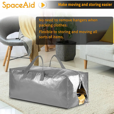 Heavy Duty Moving Bags Set With Extra Large Storage Totes And Backpack Straps Strong Handles And Zippers 86 Liter Capacity