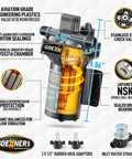 12V DC RV Fresh Water Pump 6 GPM 70 PSI Self Priming Diaphragm With Pressure Switch And Strainer, shown with features labeled