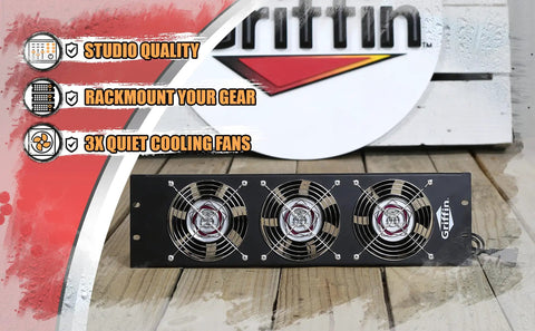 UltraQuiet Edition 3U Rackmount Cooling Fan System With Triple Exhaust Fans For Studio Gear And DJ PA Amps front view