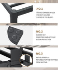 Built Tough Full Size Metal Platform Bed Frame Holding Fast To Three Thousand Pounds With Zero Whining From The Joints And Fourteen Inch Clearance For Dropping In All Your Off Season Gear showcasing round corners and rubber mat features.
