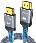 Two HDMI cables, 6.6 ft, blue braided nylon with gold-plated connectors, 4K