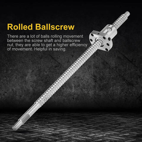 Beefy 300mm Rolled Ballscrew Ballnut With Backlash For Ultra Smooth Motion CNC or 3D Printer Motion Control on dark background