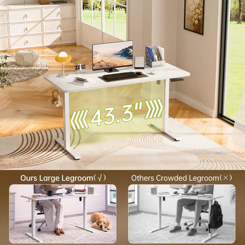 55 Inch Electric Standing Desk With Sit To Stand Height Adjustment And Memory Presets in home office