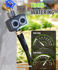 Weatherproof Sprinkler Timer With Three Quarter Inch Hose Port, Programmable Dial Watering System, garden background