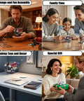 Collage showing Dope Mini V8 Engine Kit That Actually Runs For Adults used for building, family time, decor, and gifting.