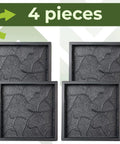 4 Piece Concrete Mold Set For DIY Paver Stones And Walkways, Big Cobblestone Pathmaker Molds, square black ABS plastic view