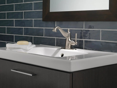 Single Hole Bathroom Faucet In SpotShield Brushed Nickel With Drain Assembly And Worry Free Drain Catch One Handle Design