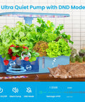 Hydroponic Garden Kit With 12 Pods, 24W Full Spectrum LED Grow Light showing lush greenery and strawberries growing indoors.