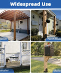 Heavy Duty 6X6 Post Base Featuring Concealed Fasteners For Smooth Kid Friendly Decks With Elevated Concrete Anchoring Support and Built Tough Steel Framing used in various structures like pergolas, porch railings, and mailboxes.