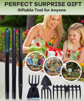 5 In 1 Garden Hoe With Adjustable 37 To 50 Inch Handle And Snap On Heads displayed as a perfect gift with family