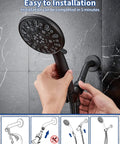 Handheld Shower Head With Beast Mode High Pressure And Seven Spray Settings, 59 Inch Stainless Steel Hose, Adjustable Mount installation