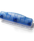 Translucent Plastic 3 Hole Punch With 8 Sheet Capacity shown in blue color for quick office paper punching, dope desk organizer.