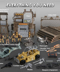 Ultimate Military Base Toys Set With Army Vehicles, Action Figures And Weapon Gear on display with vehicles and soldiers