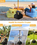 Fillable Sand Bags For Umbrella Bases With 2 Hanging Hooks, Portable Beach Umbrella Weights on sand and grass scenarios