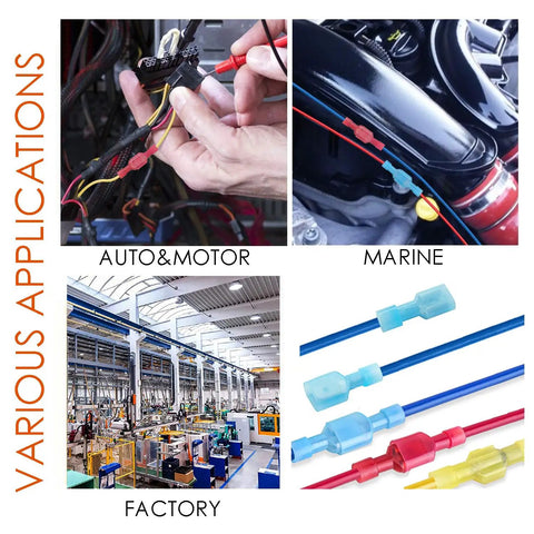 120Pc Spade Connector Set For 24 To 10 Gauge Wires Nylon Fully Insulated Quick Disconnect Crimp Terminals applications